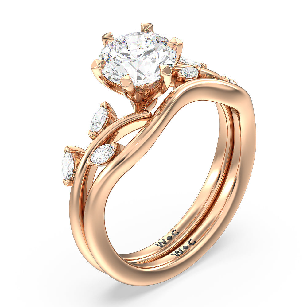 Slender Vine Six Prong Engagement Ring with Radiant Cut Diamond in 14KT Rose Gold view 4

