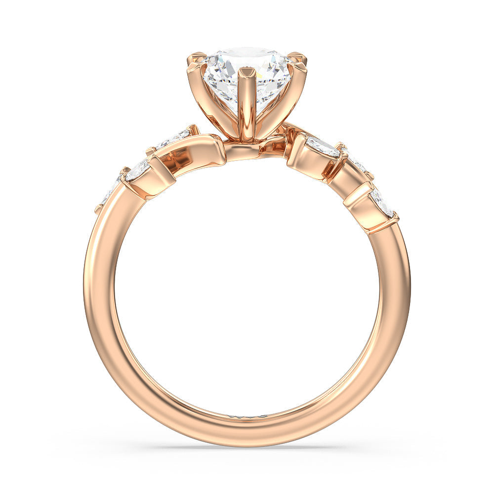 Round Cut Slender Vine Six Prong Lab Grown Diamond Engagement Ring (E+ VVS+) with Lab Grown Diamond in 14KT Rose Gold view 2
