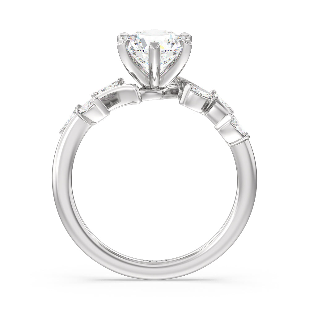 Round Cut Slender Vine Six Prong Lab Grown Diamond Engagement Ring (E+ VVS+) with Lab Grown Diamond in 14KT Platinum view 2
