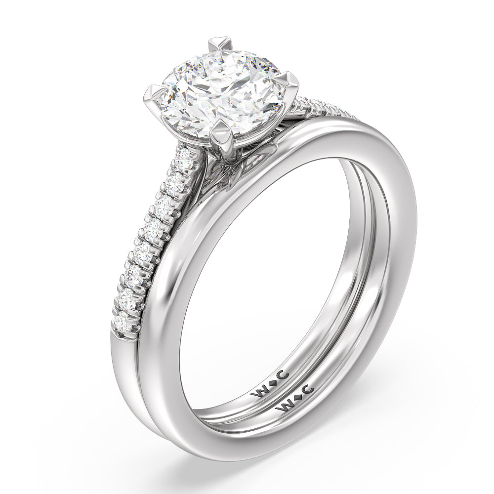 Oval Cut Pave Cathedral Shank East-West Engagement Ring with Lab Grown Diamond in 14KT Platinum view 6
