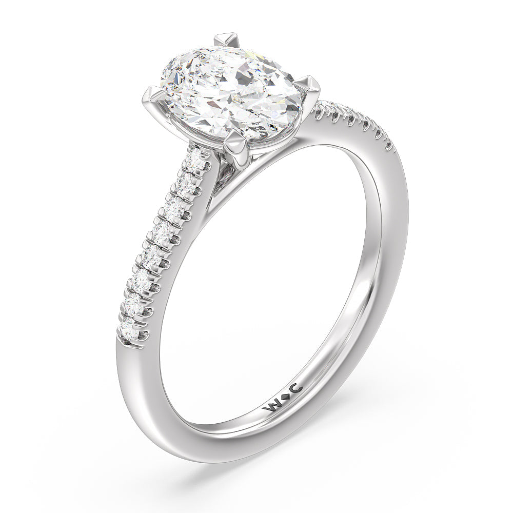 Oval Cut Pave Cathedral Shank East-West Engagement Ring with Lab Grown Diamond in 14KT Platinum view 5

