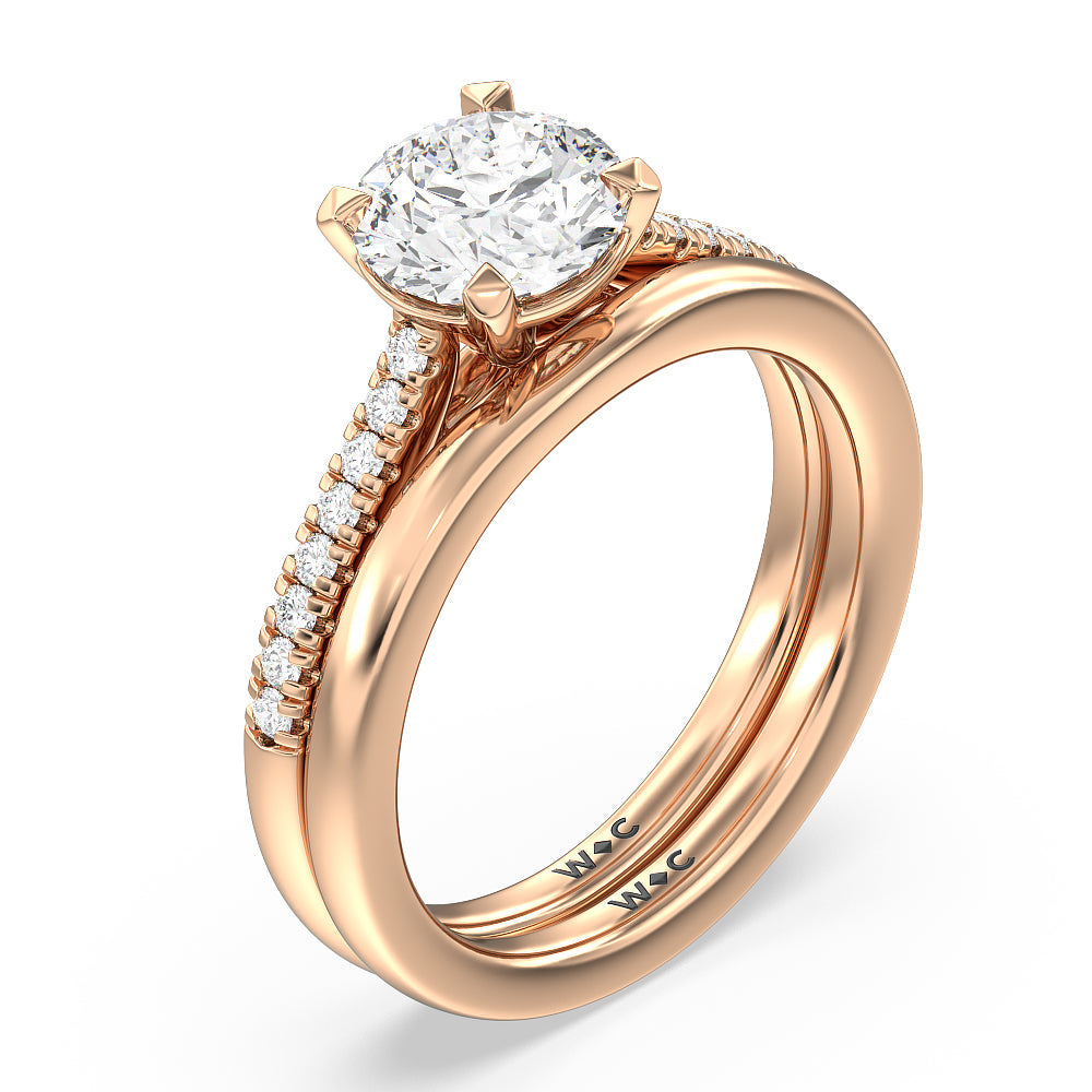 Radiant Cut Pave Cathedral Shank East-West Engagement Ring with Lab Grown Diamond in 14KT Rose Gold view 6
