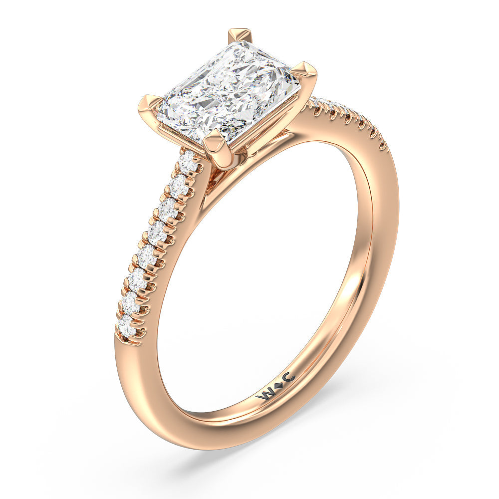 Radiant Cut Pave Cathedral Shank East-West Engagement Ring with Lab Grown Diamond in 14KT Rose Gold view 5
