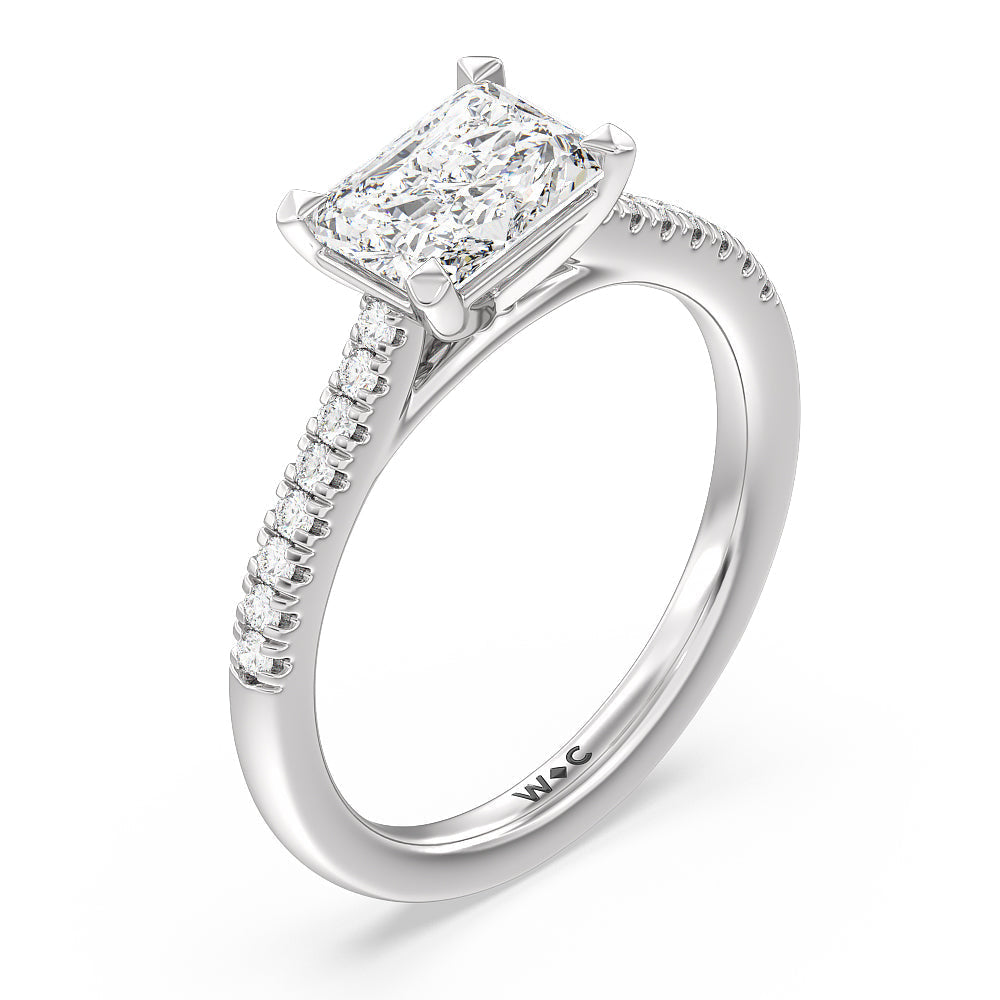 Radiant Cut Pave Cathedral Shank East-West Engagement Ring with Lab Grown Diamond in 14KT Platinum view 5
