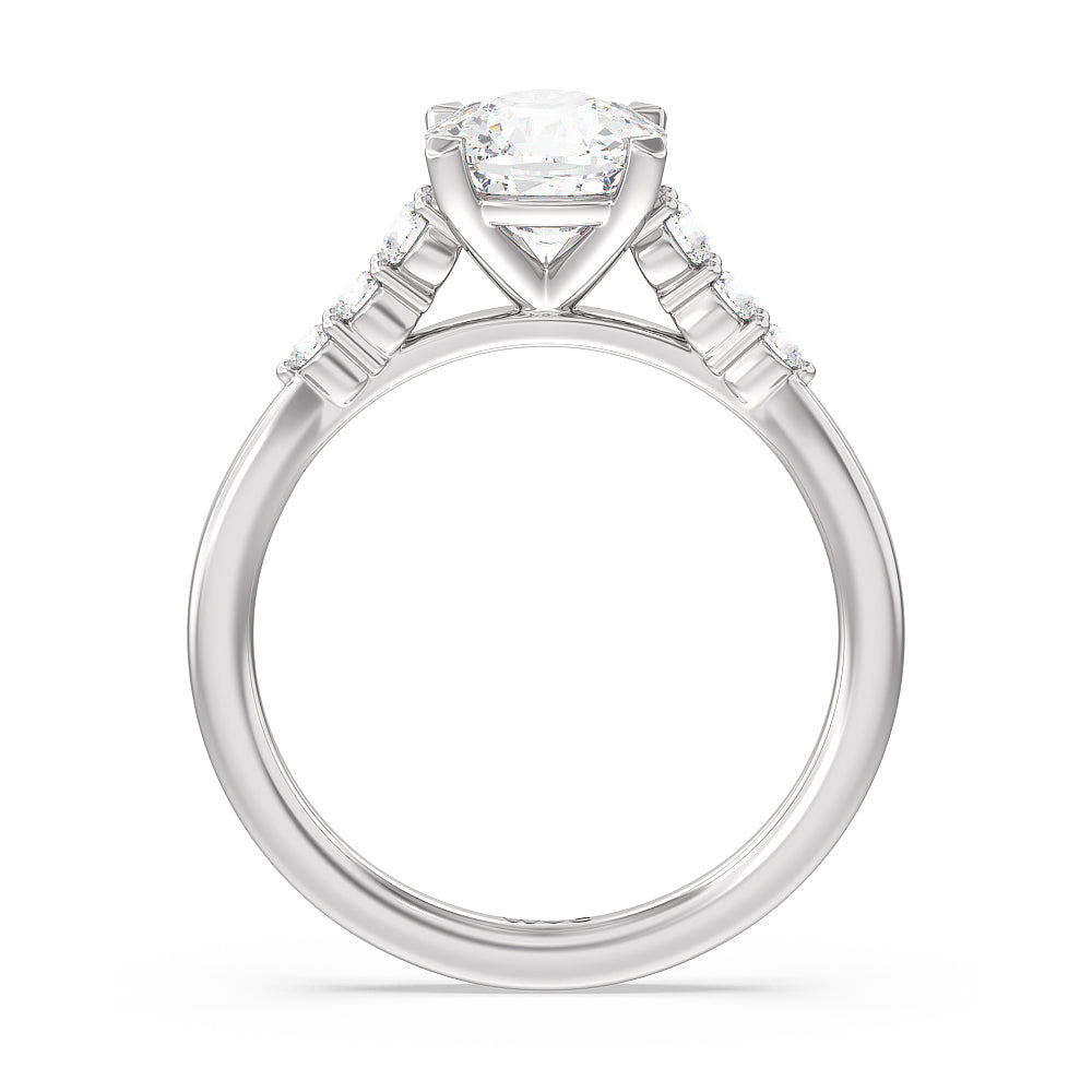 Cushion Cut Tapered Classic Diamond Engagement Ring with Lab Grown Diamond in 14KT Platinum view 2

