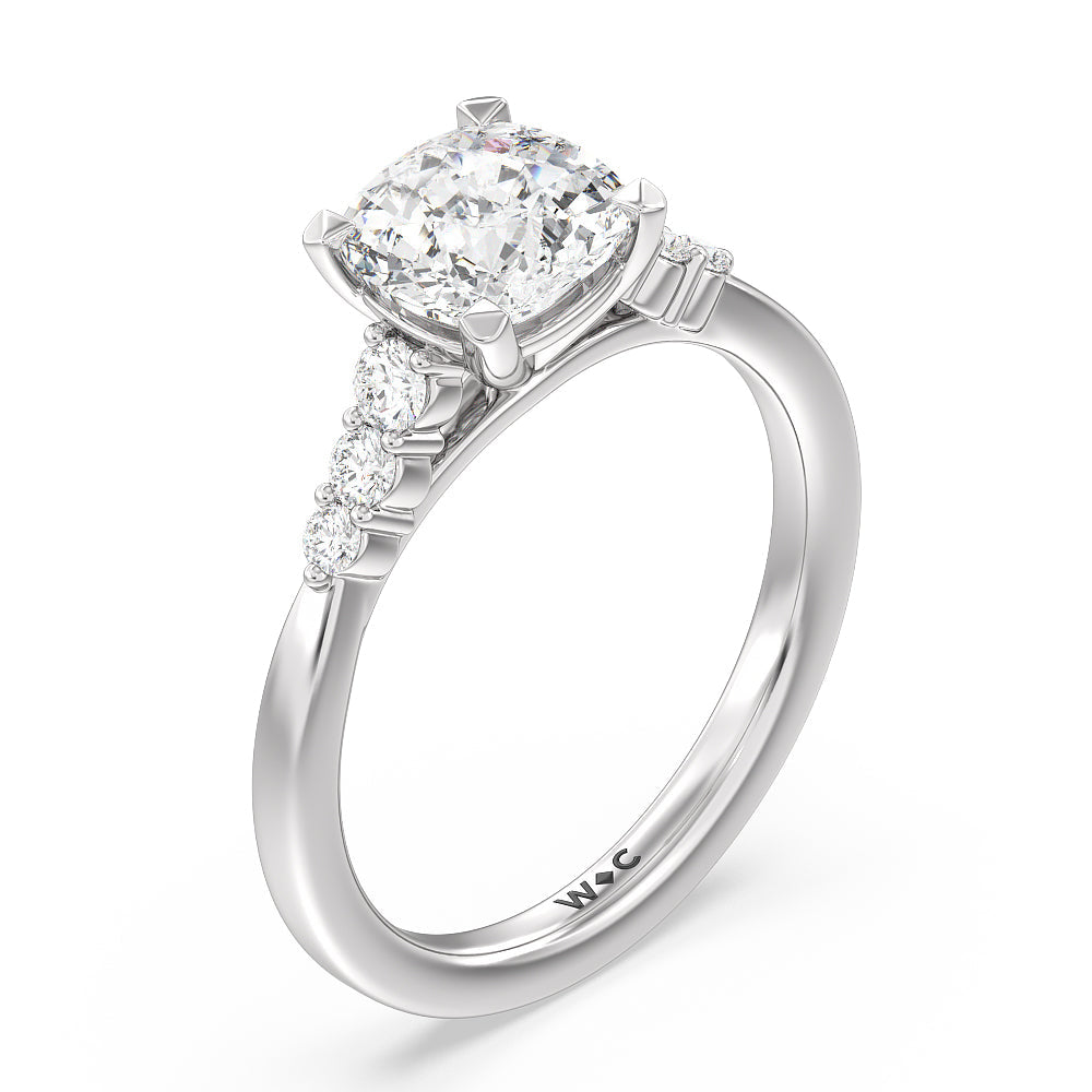 Cushion Cut Tapered Classic Diamond Engagement Ring with Lab Grown Diamond in 14KT Platinum view 3
