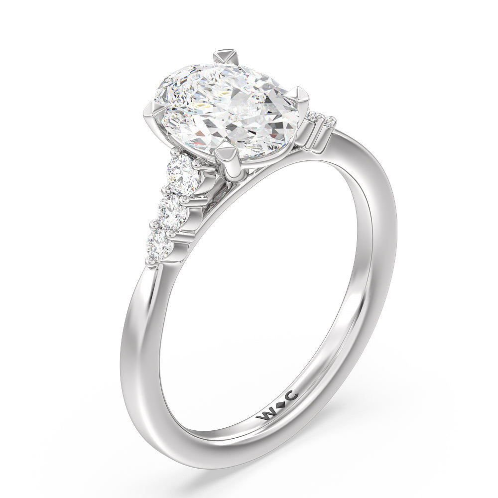 Oval Cut Tapered Classic Diamond Engagement Ring with Lab Grown Diamond in 14KT Platinum view 3
