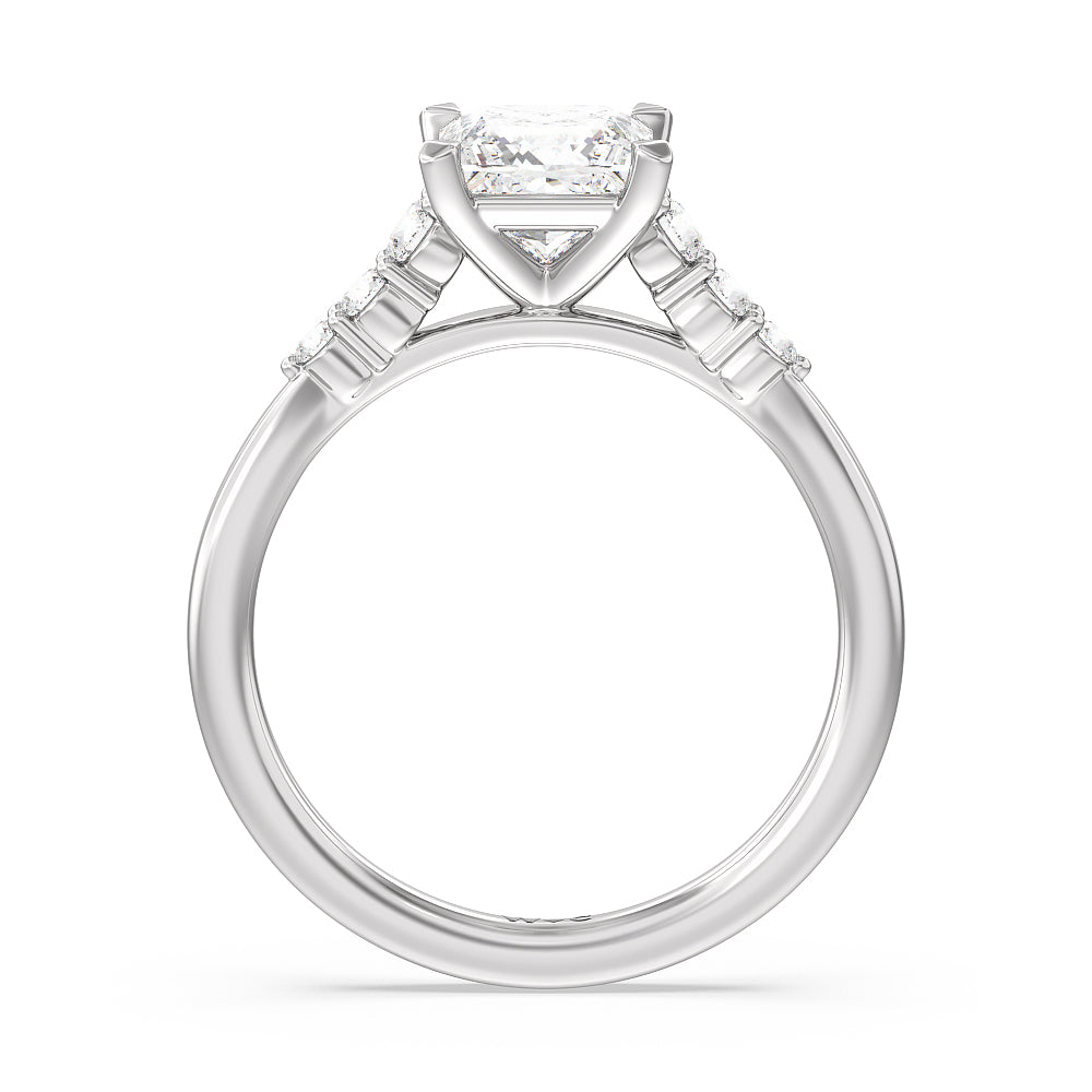 Princess Cut Tapered Classic Diamond Engagement Ring with Lab Grown Diamond in 14KT Platinum view 2
