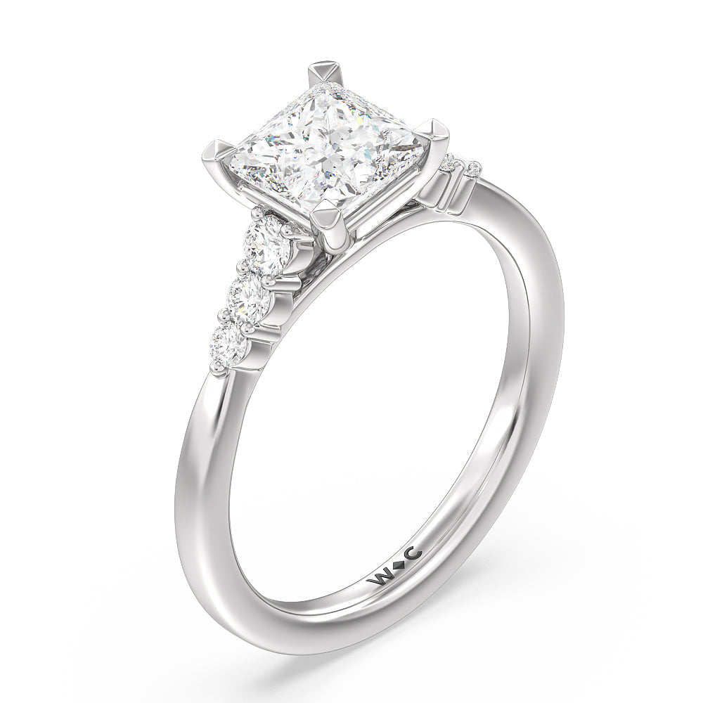 Princess Cut Tapered Classic Diamond Engagement Ring with Lab Grown Diamond in 14KT Platinum view 3
