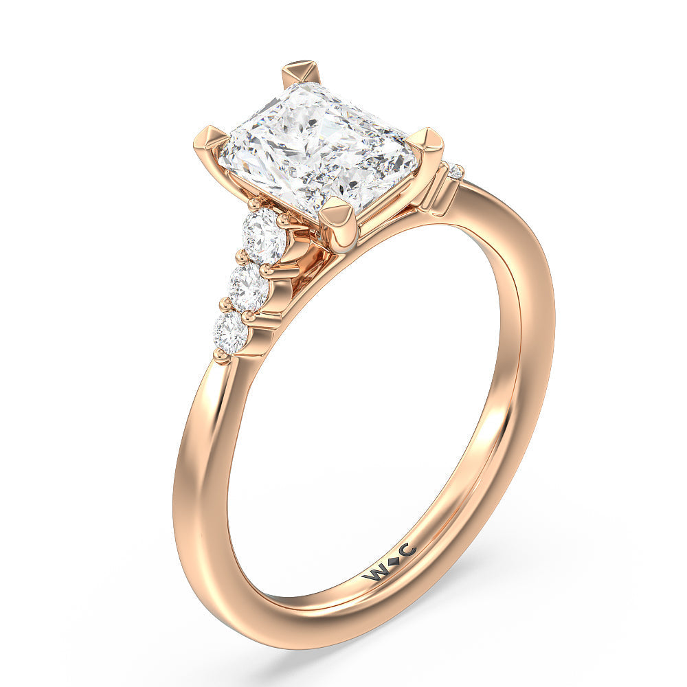 Radiant Cut Tapered Classic Diamond Engagement Ring with Lab Grown Diamond in 14KT Rose Gold view 3
