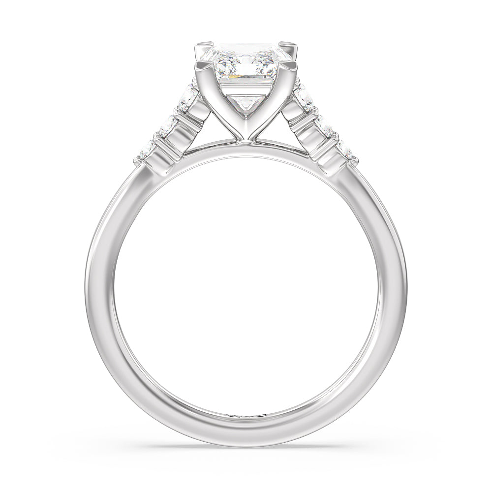 Radiant Cut Tapered Classic Diamond Engagement Ring with Lab Grown Diamond in 14KT Platinum view 2
