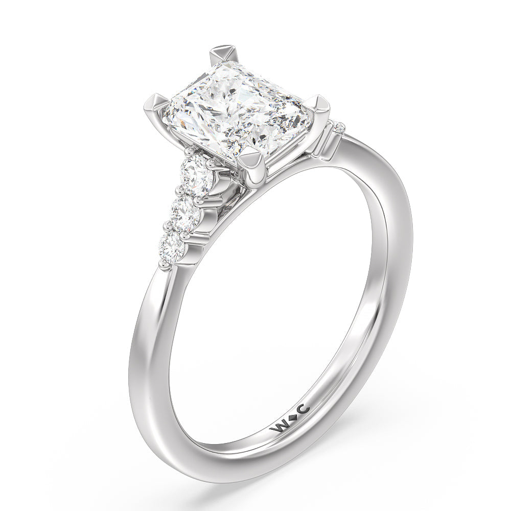 Radiant Cut Tapered Classic Diamond Engagement Ring with Lab Grown Diamond in 14KT Platinum view 3
