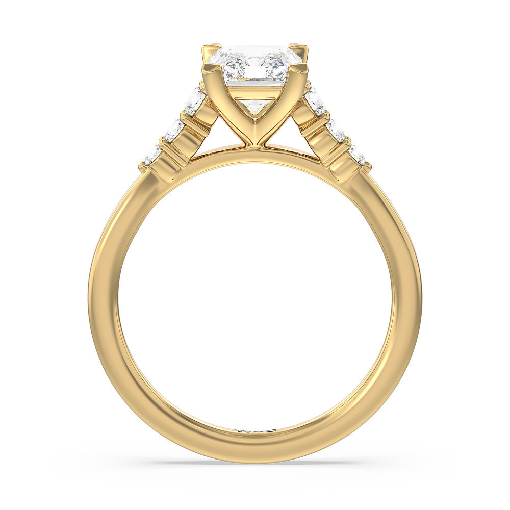 Radiant Cut Tapered Classic Diamond Engagement Ring with Lab Grown Diamond in 14KT Yellow Gold view 2

