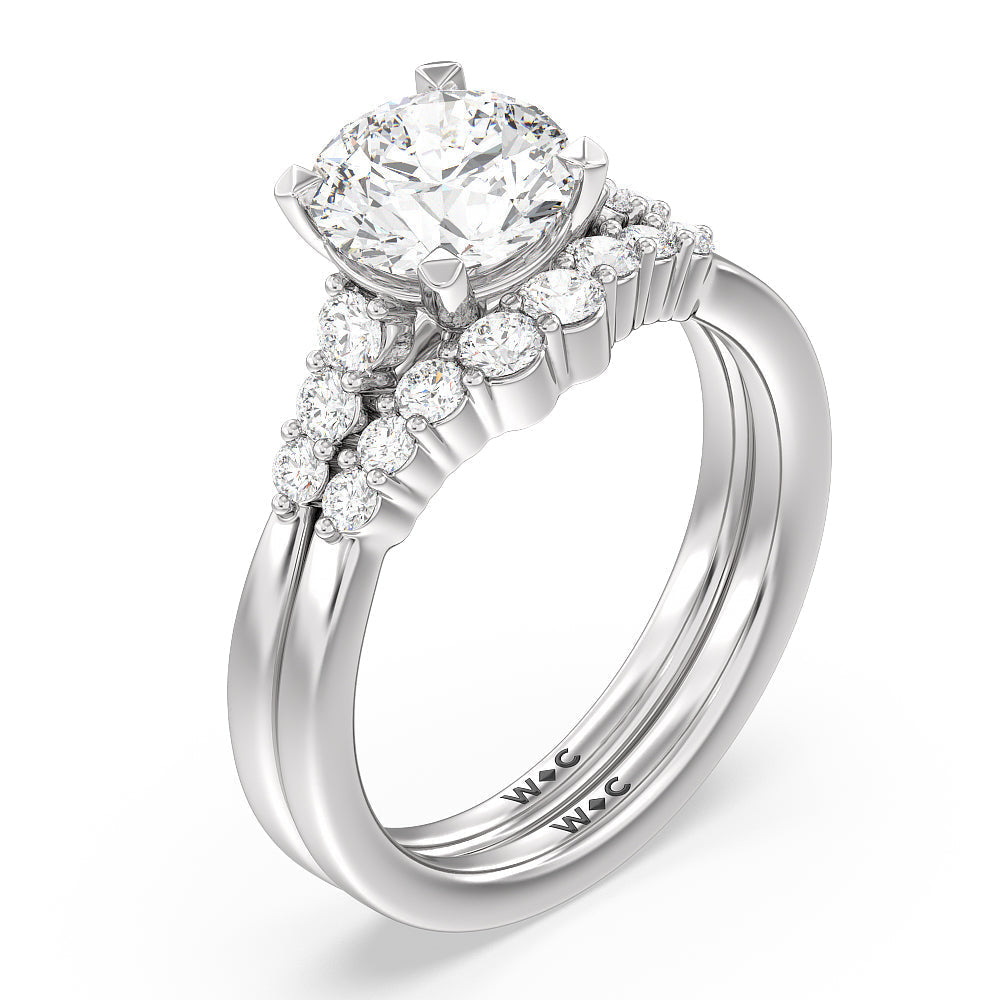Round Cut Tapered Classic Diamond Engagement Ring with Lab Grown Diamond in 14KT Platinum view 4
