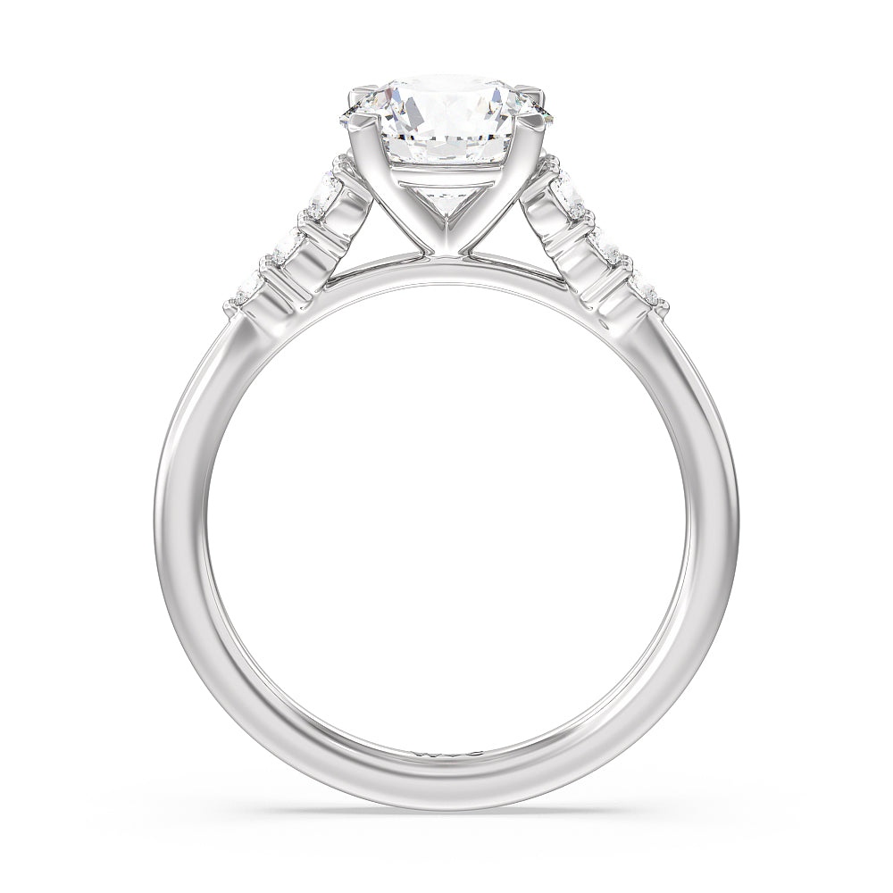 Round Cut Tapered Classic Diamond Engagement Ring with Lab Grown Diamond in 14KT Platinum view 2
