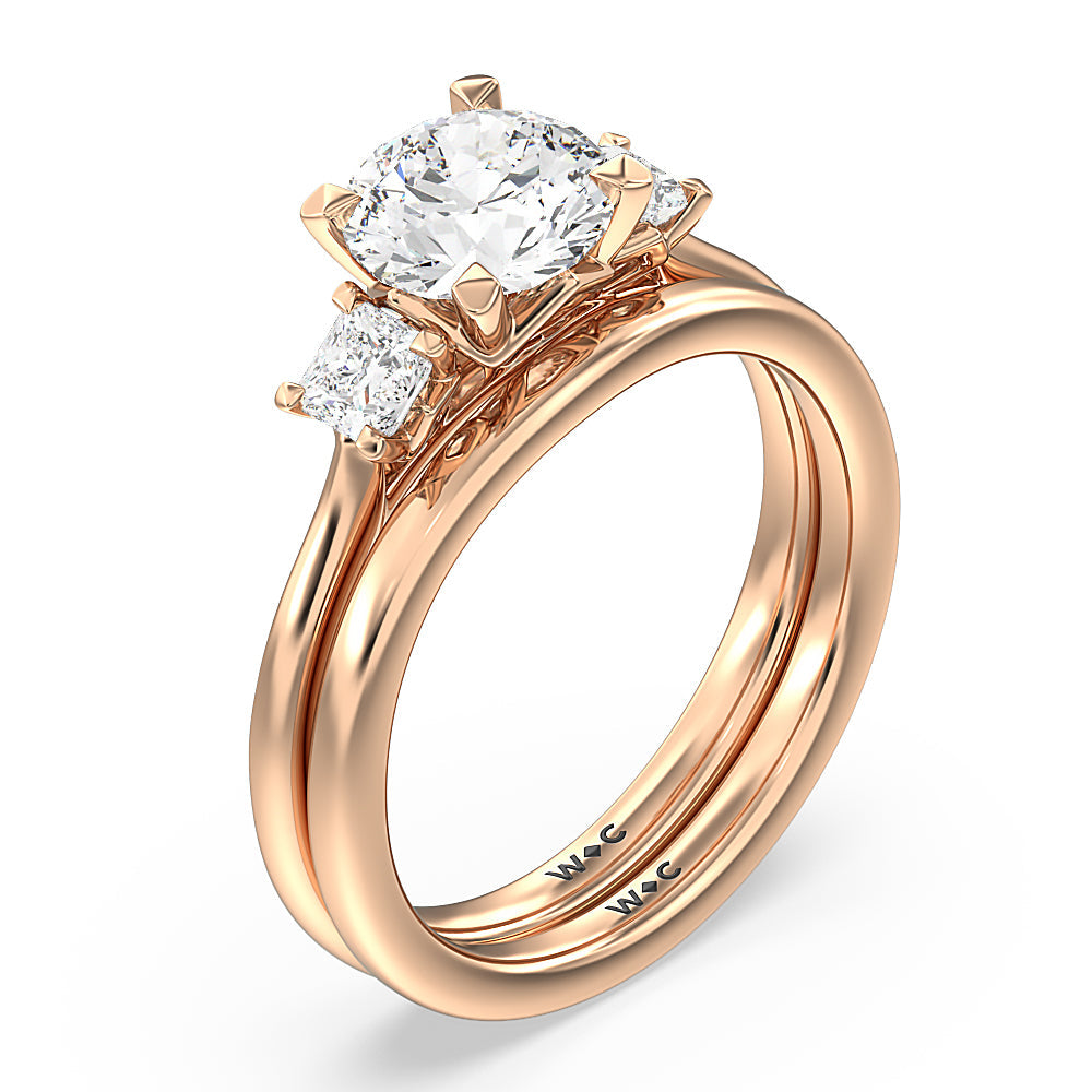 Oval Cut Three Stone Kite Gallery Classic Engagement Ring with Lab Grown Diamond in 14KT Rose Gold view 6
