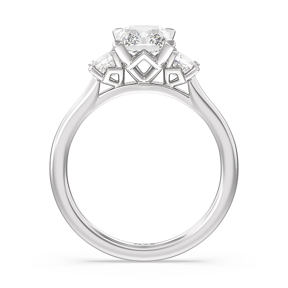 Radiant Cut Three Stone Kite Gallery Classic Engagement Ring with Lab Grown Diamond in 14KT Platinum view 4
