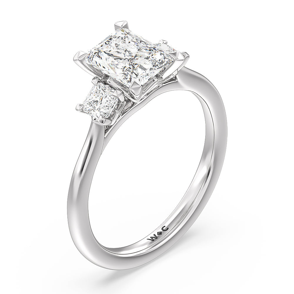 Radiant Cut Three Stone Kite Gallery Classic Engagement Ring with Lab Grown Diamond in 14KT Platinum view 5
