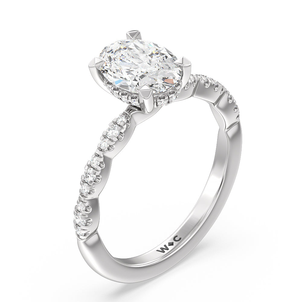 Oval Cut Modern East West Hidden Halo Engagement Ring with Lab Grown Diamond in 14KT Platinum view 5
