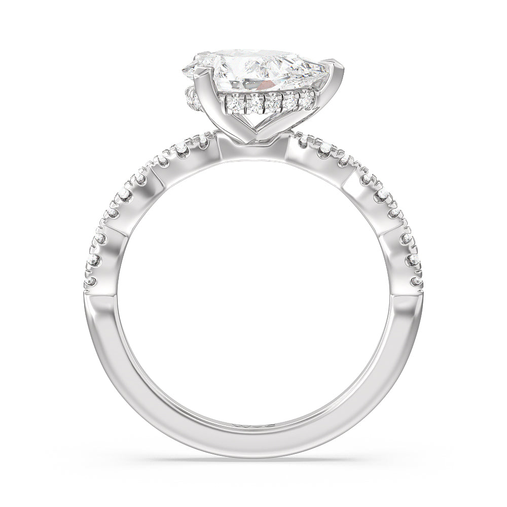 Pear Cut Modern East West Hidden Halo Engagement Ring with Lab Grown Diamond in 14KT Platinum view 4
