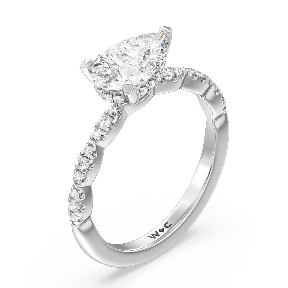 Pear Cut Modern East West Hidden Halo Engagement Ring with Lab Grown Diamond in 14KT Platinum view 5
