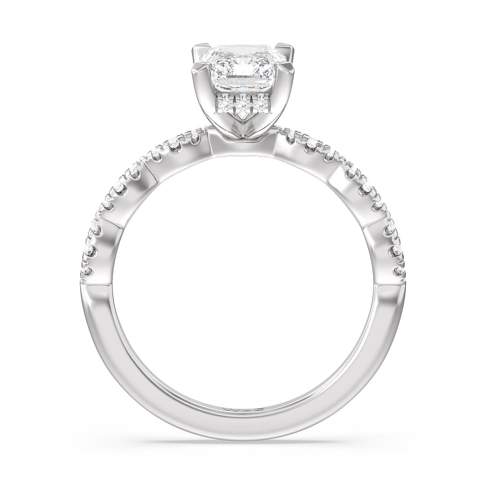 Radiant Cut Modern East West Hidden Halo Engagement Ring with Lab Grown Diamond in 14KT Platinum view 4
