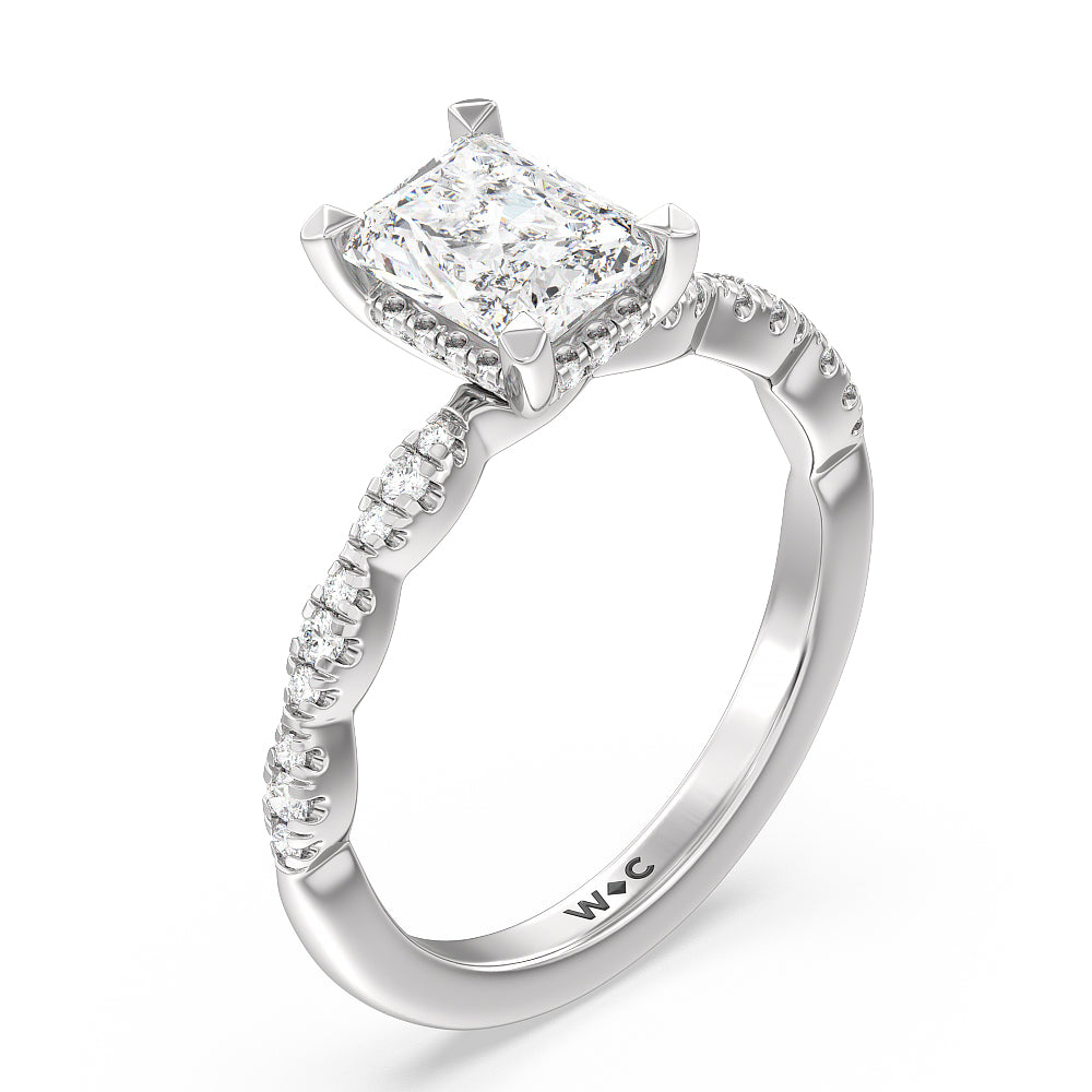 Radiant Cut Modern East West Hidden Halo Engagement Ring with Lab Grown Diamond in 14KT Platinum view 5

