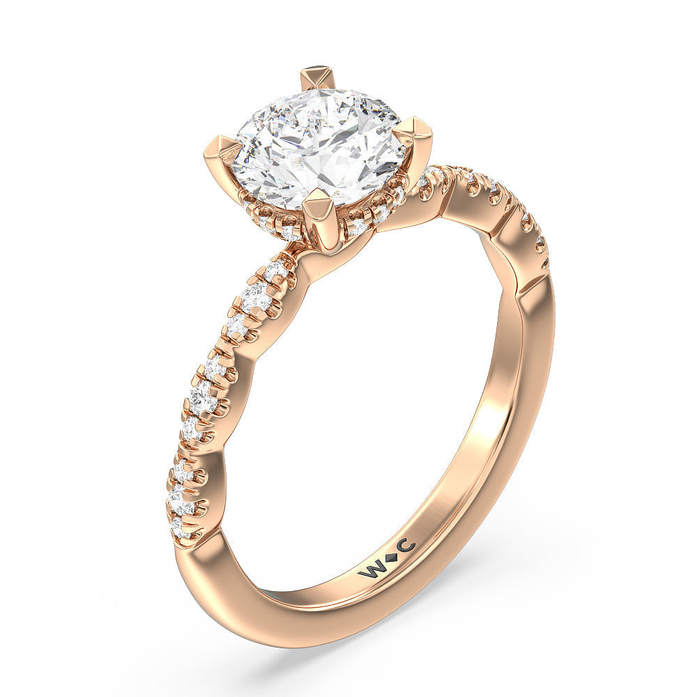 Round Cut Modern East West Hidden Halo Engagement Ring with Lab Grown Diamond in 14KT Rose Gold view 5
