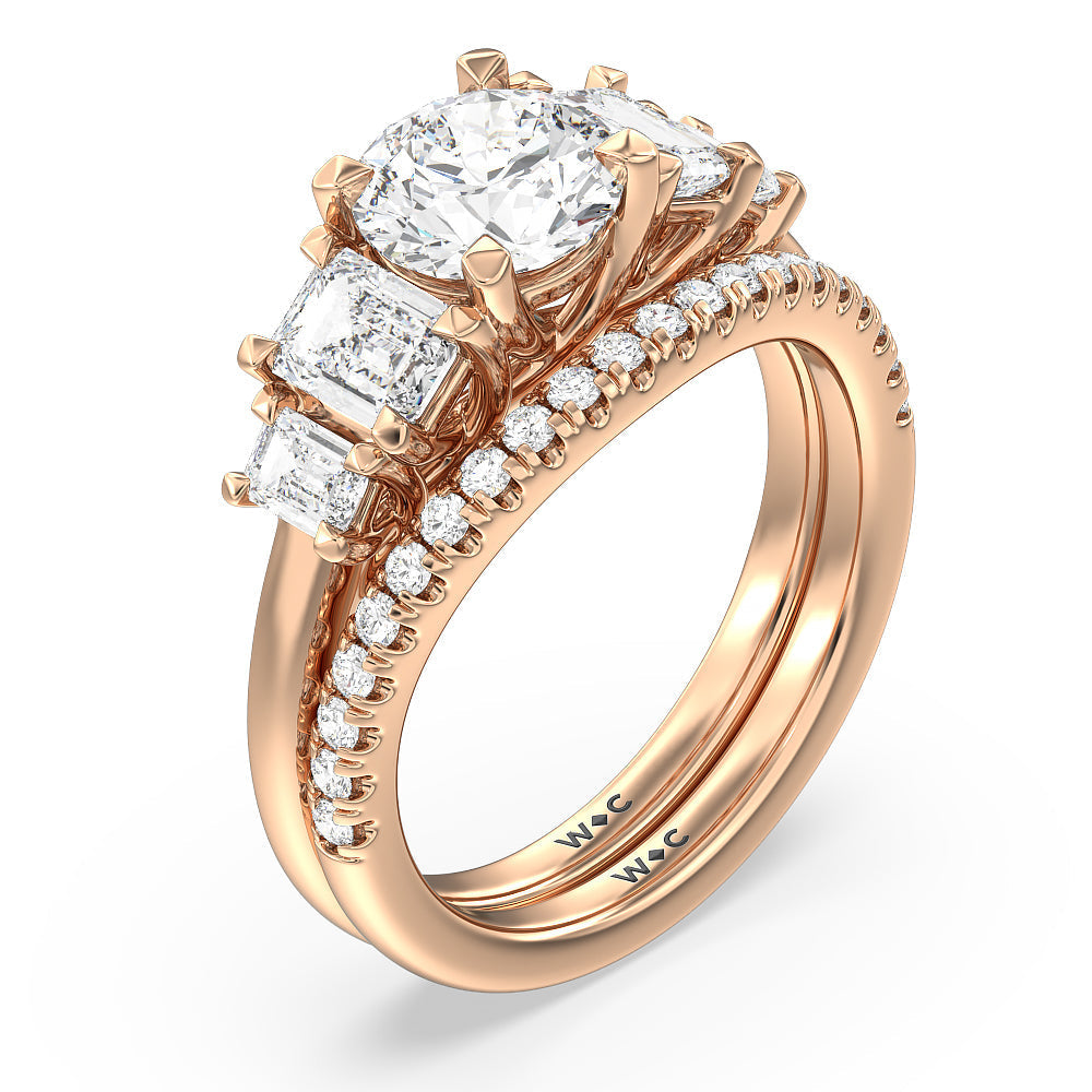 Cushion Cut Trellis Side Stone Engagement Ring with Lab Grown Diamond in 14KT Rose Gold view 4
