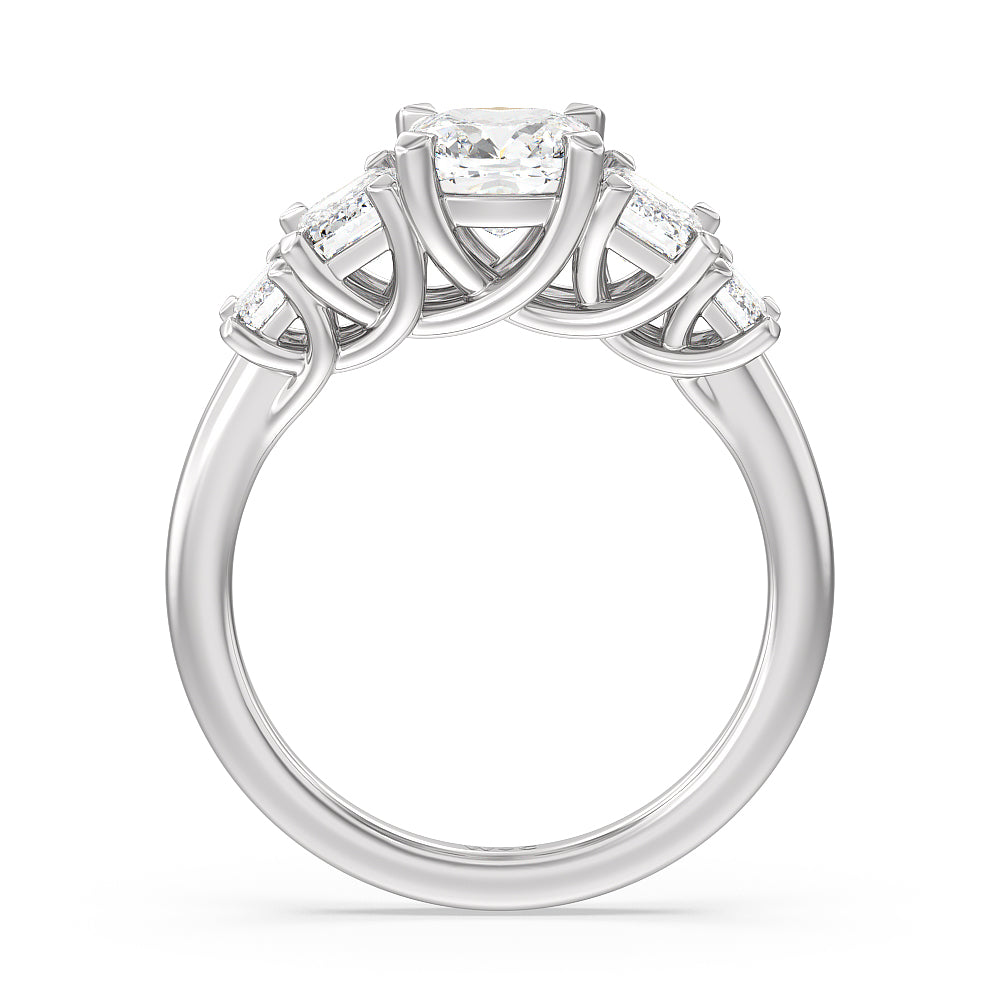 Cushion Cut Trellis Side Stone Engagement Ring with Lab Grown Diamond in 14KT Platinum view 2
