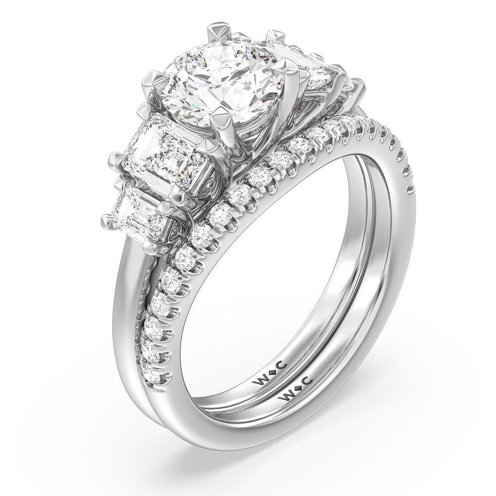 Emerald Cut Trellis Side Stone Engagement Ring with Lab Grown Diamond in 14KT Platinum view 4
