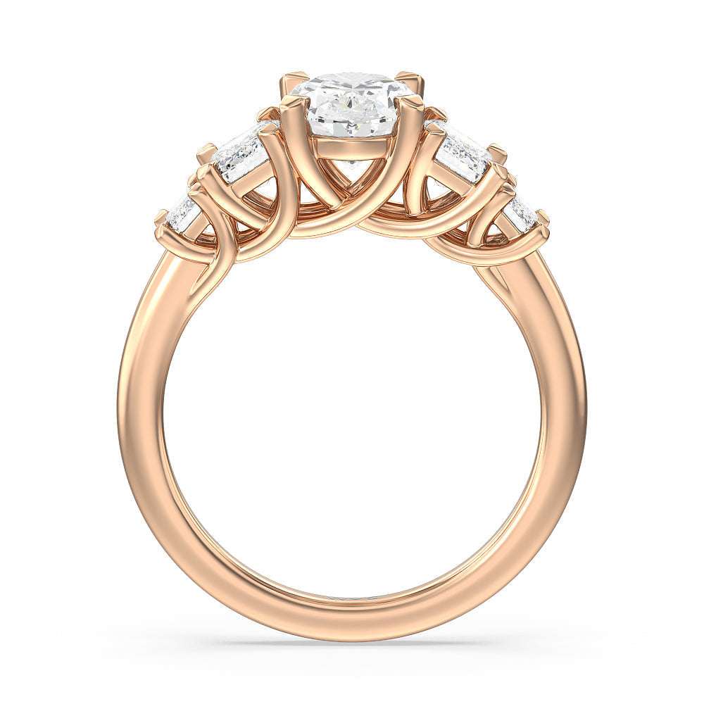 Oval Cut Trellis Side Stone Engagement Ring with Lab Grown Diamond in 14KT Rose Gold view 2
