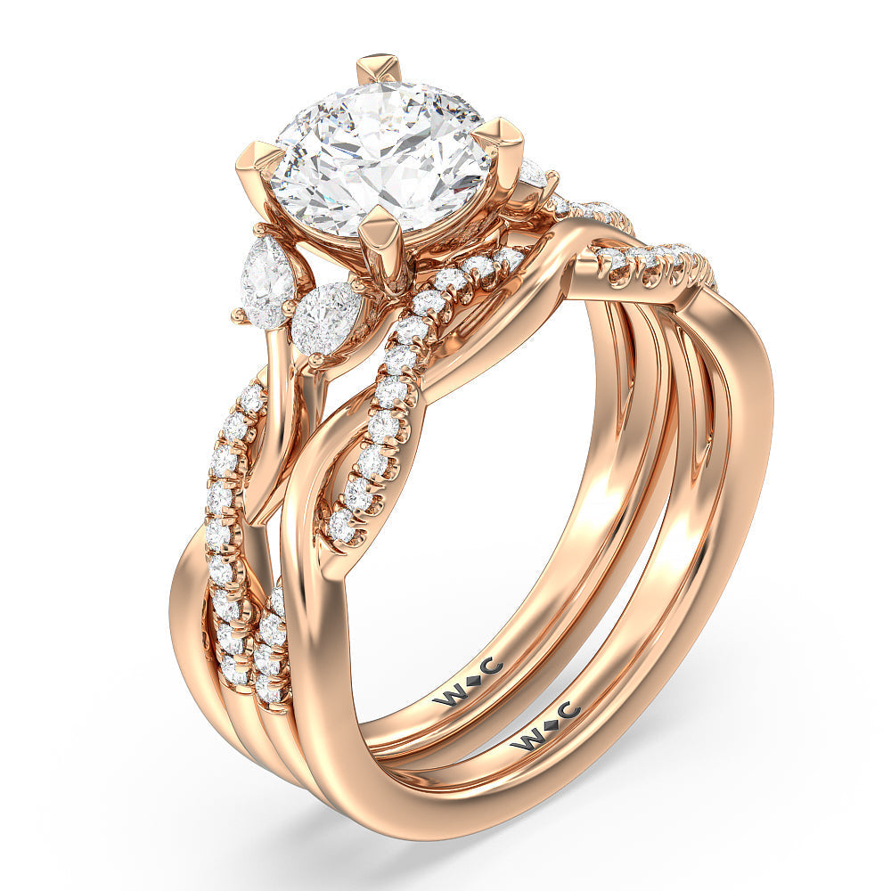 Oval Cut Twisted Vine Accent Engagement Ring with Lab Grown Diamond in 14KT Rose Gold view 4
