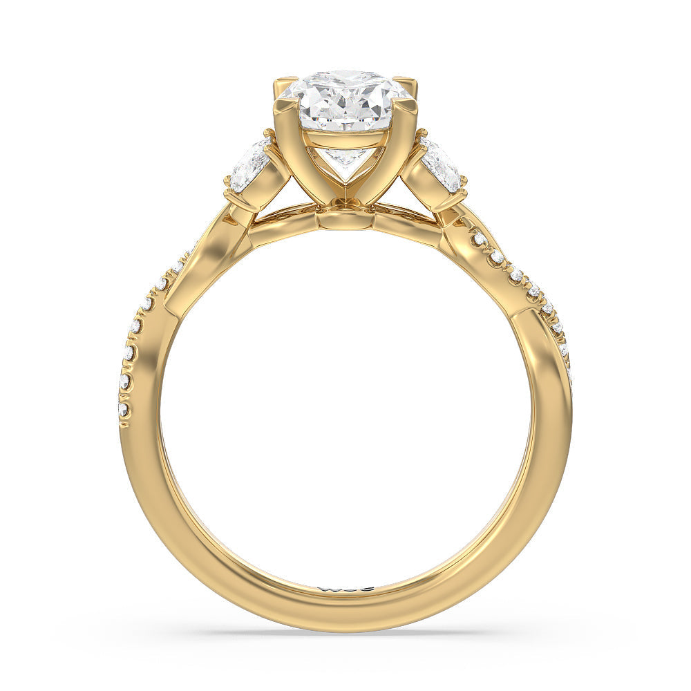 Oval Cut Twisted Vine Accent Engagement Ring with Lab Grown Diamond in 14KT Yellow Gold view 2
