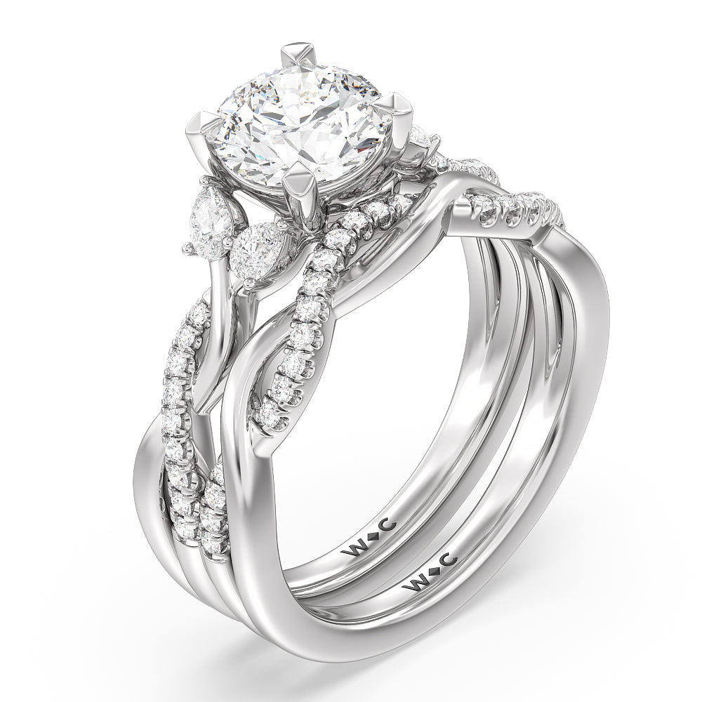 Radiant Cut Twisted Vine Accent Engagement Ring with Lab Grown Diamond in 14KT Platinum view 4
