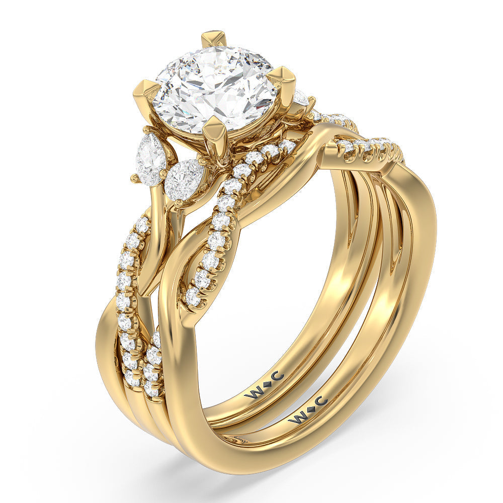Radiant Cut Twisted Vine Accent Engagement Ring with Lab Grown Diamond in 14KT Yellow Gold view 4
