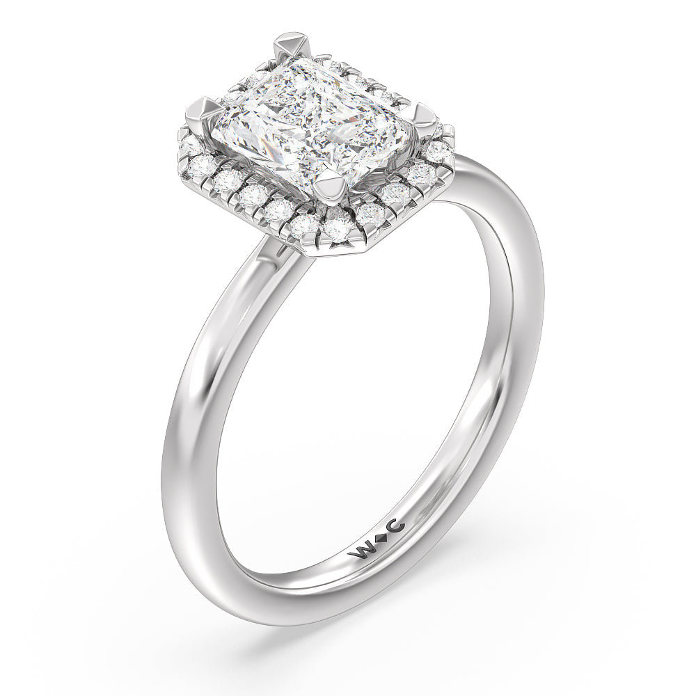 Radiant Cut Seamless Plain Shank Halo Engagement Ring with Lab Grown Diamond in 14KT Platinum view 3
