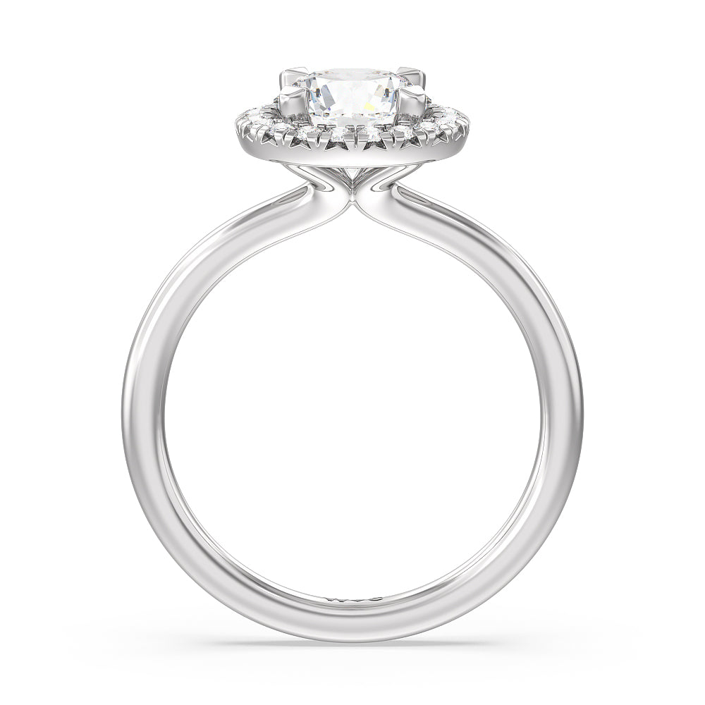 Round Cut Seamless Plain Shank Halo Engagement Ring with Lab Grown Diamond in 14KT Platinum view 2
