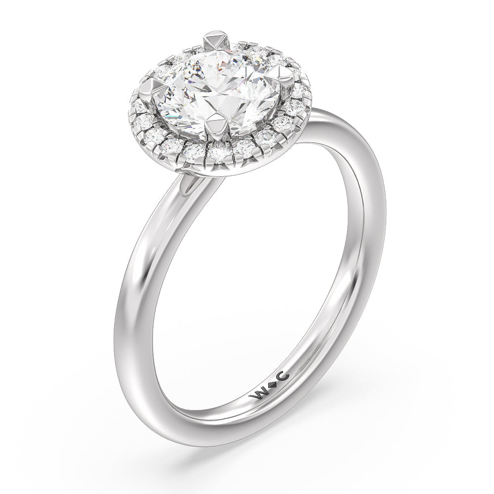 Round Cut Seamless Plain Shank Halo Engagement Ring with Lab Grown Diamond in 14KT Platinum view 3
