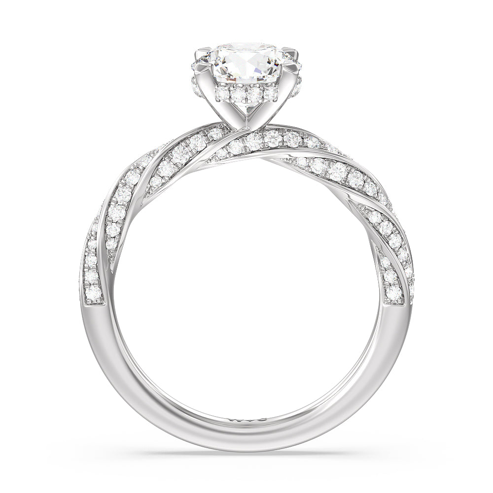 Round Cut Twisted Rope Hidden Halo Engagement Ring with Lab Grown Diamond in 14KT Platinum view 2
