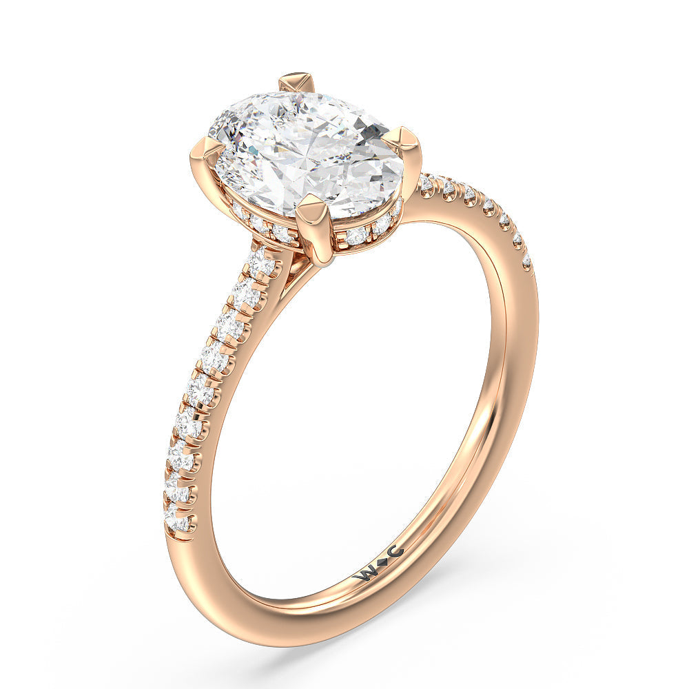 Oval Cut Channel Set Hidden Halo Engagement Ring with Lab Grown Diamond in 14KT Rose Gold view 3
