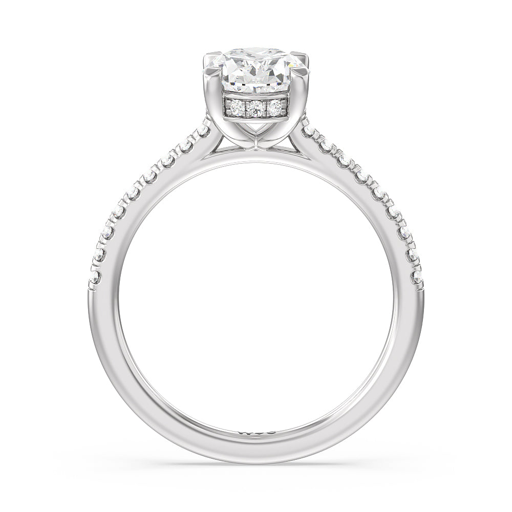 Oval Cut Channel Set Hidden Halo Engagement Ring with Lab Grown Diamond in 14KT Platinum view 2
