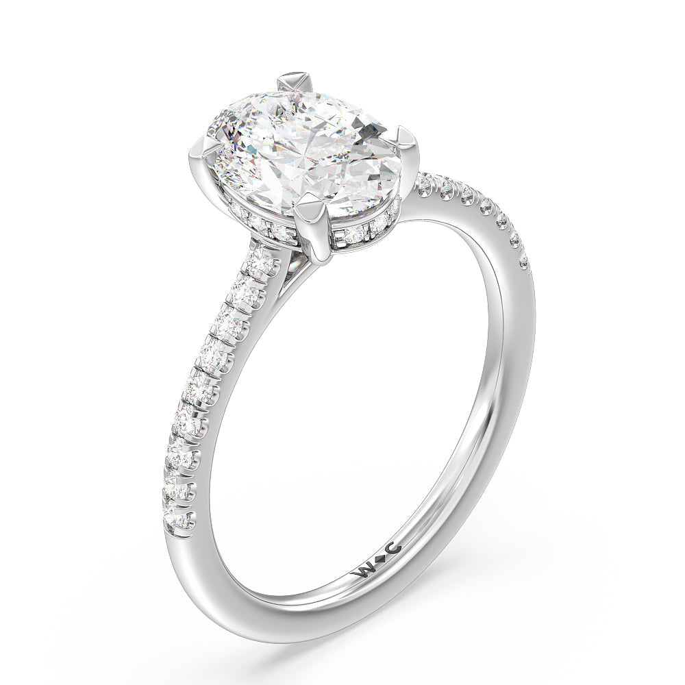 Oval Cut Channel Set Hidden Halo Engagement Ring with Lab Grown Diamond in 14KT Platinum view 3
