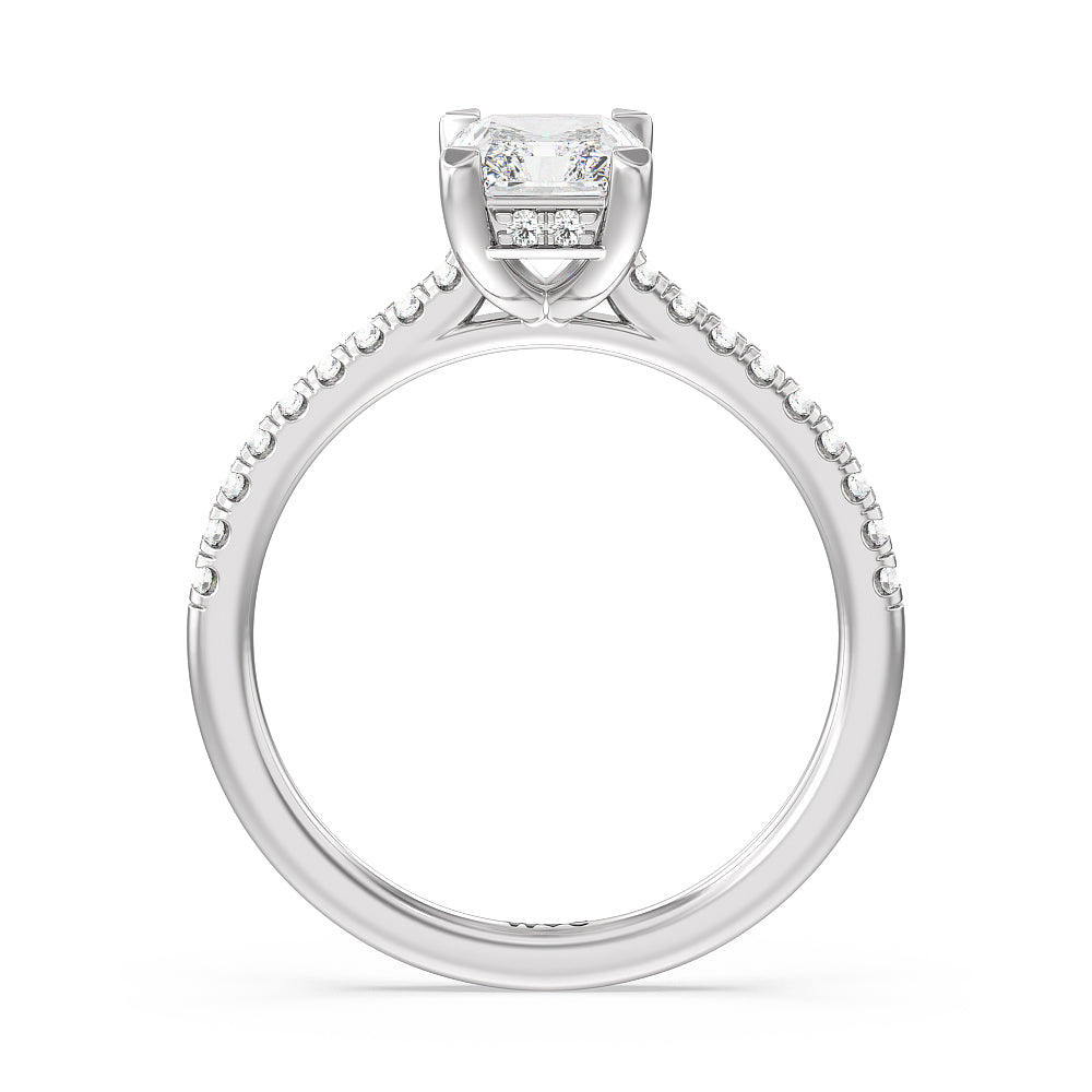 Radiant Cut Channel Set Hidden Halo Engagement Ring with Lab Grown Diamond in 14KT Platinum view 2
