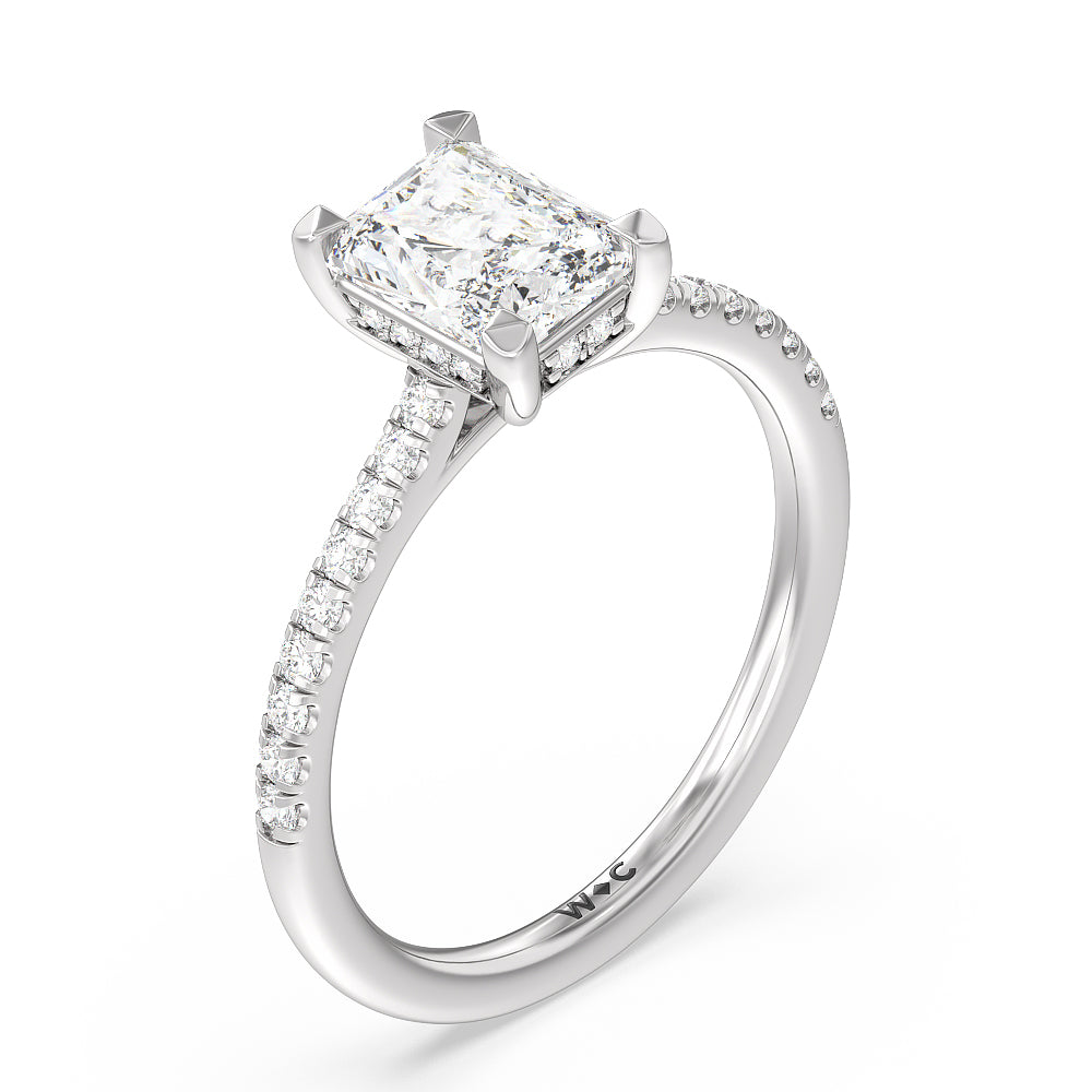 Radiant Cut Channel Set Hidden Halo Engagement Ring with Lab Grown Diamond in 14KT Platinum view 3
