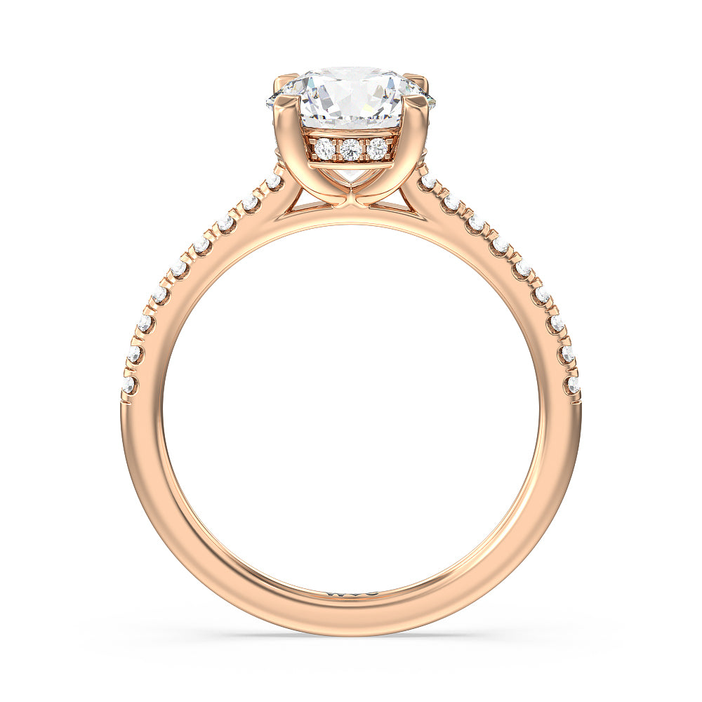 Round Cut Channel Set Hidden Halo Engagement Ring with Lab Grown Diamond in 14KT Rose Gold view 2

