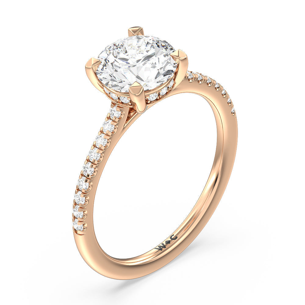 Round Cut Channel Set Hidden Halo Engagement Ring with Lab Grown Diamond in 14KT Rose Gold view 3
