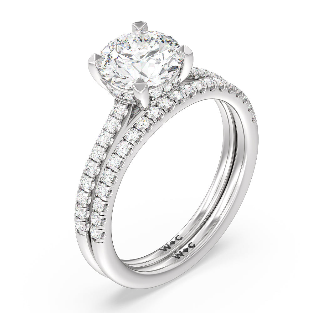 Round Cut Channel Set Hidden Halo Engagement Ring with Lab Grown Diamond in 14KT Platinum view 4
