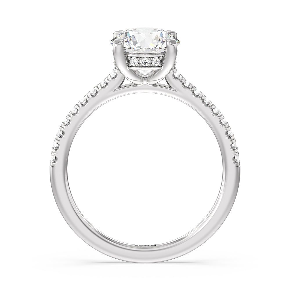 Round Cut Channel Set Hidden Halo Engagement Ring with Lab Grown Diamond in 14KT Platinum view 2
