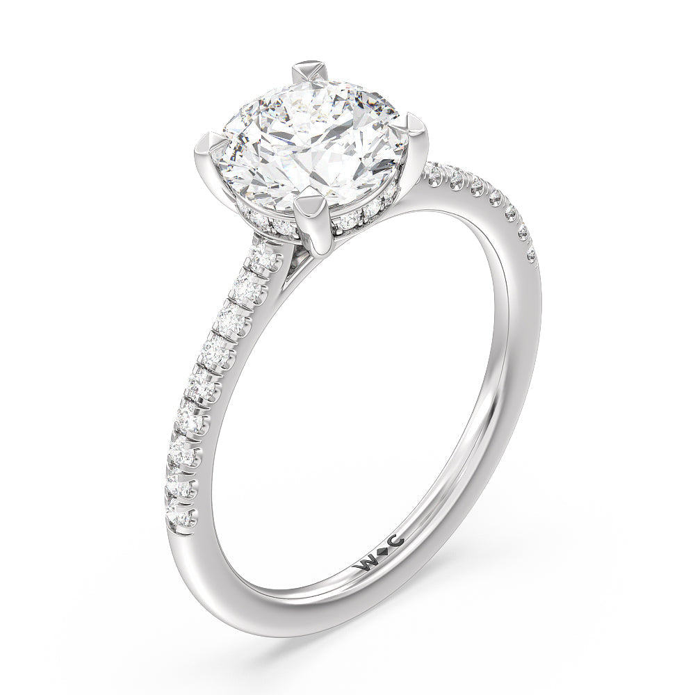 Round Cut Channel Set Hidden Halo Engagement Ring with Lab Grown Diamond in 14KT Platinum view 3
